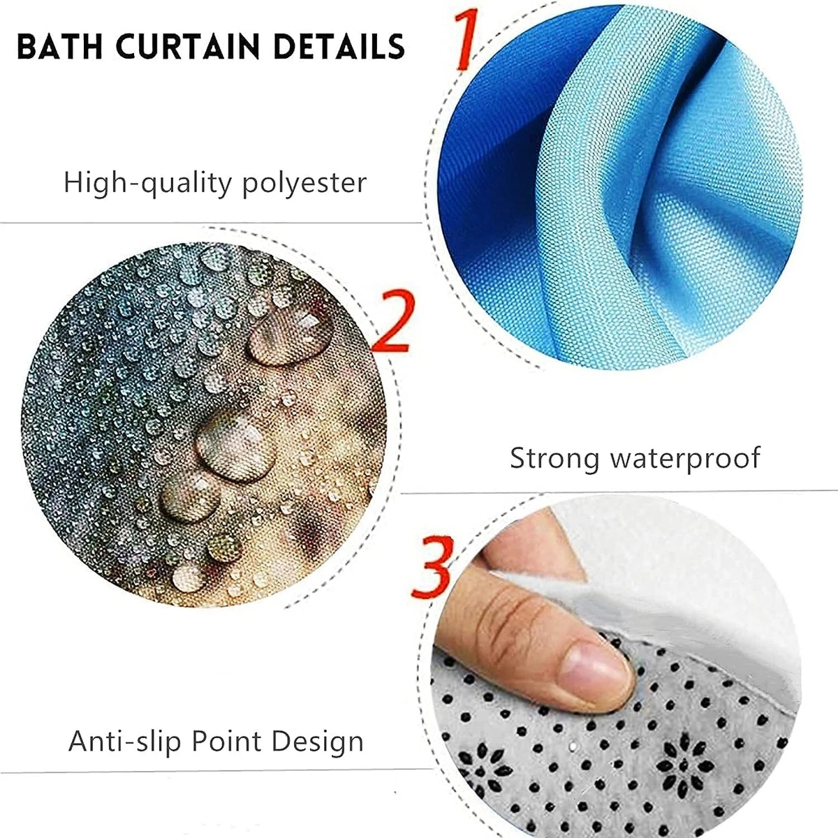 4 Pcs Pink Geometric Shower Curtain Sets Non-Slip Bath Rugs, Toilet Cover, U-Sha