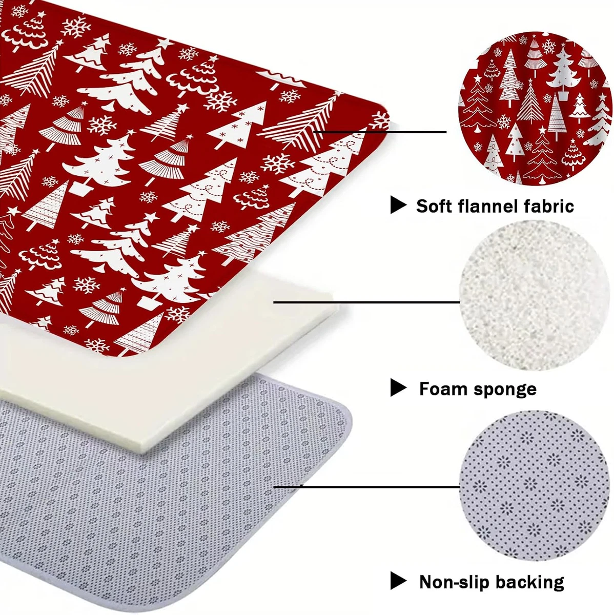 4Pcs Christmas Shower Curtain Sets with Non-Slip Rugs, Toilet Lid Cover and Bath