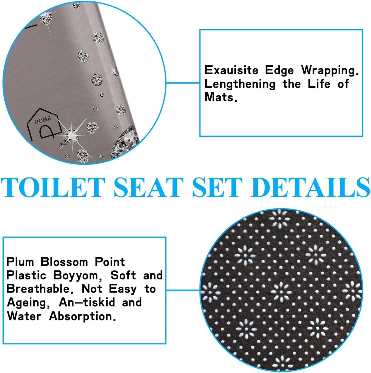 4Pcs Family Shower Curtain Sets with Non-Slip Rugs, Toilet Lid Cover and Bath Ma