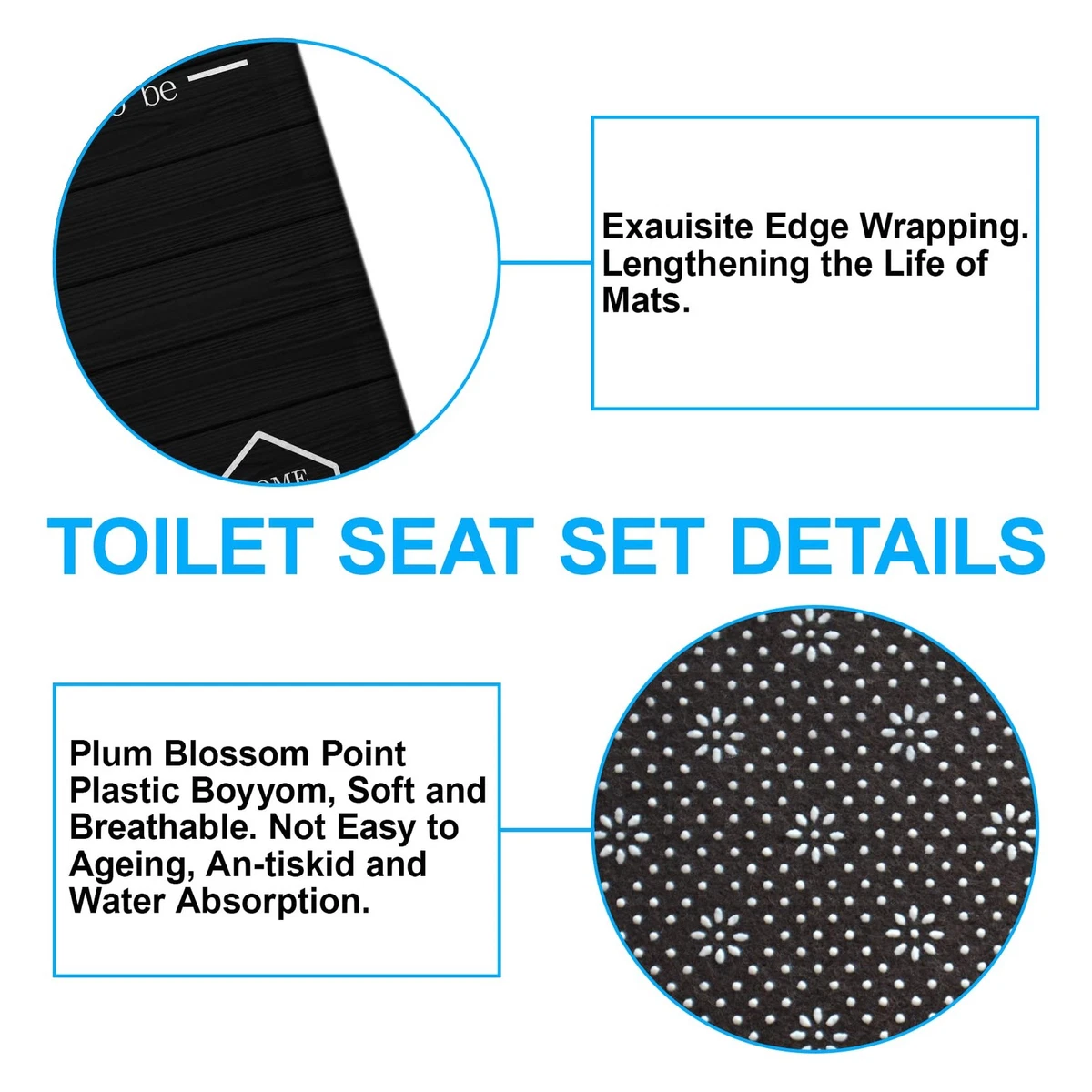 4Pcs Family Shower Curtain Sets with Non-Slip Rugs, Toilet Lid Cover and Bath