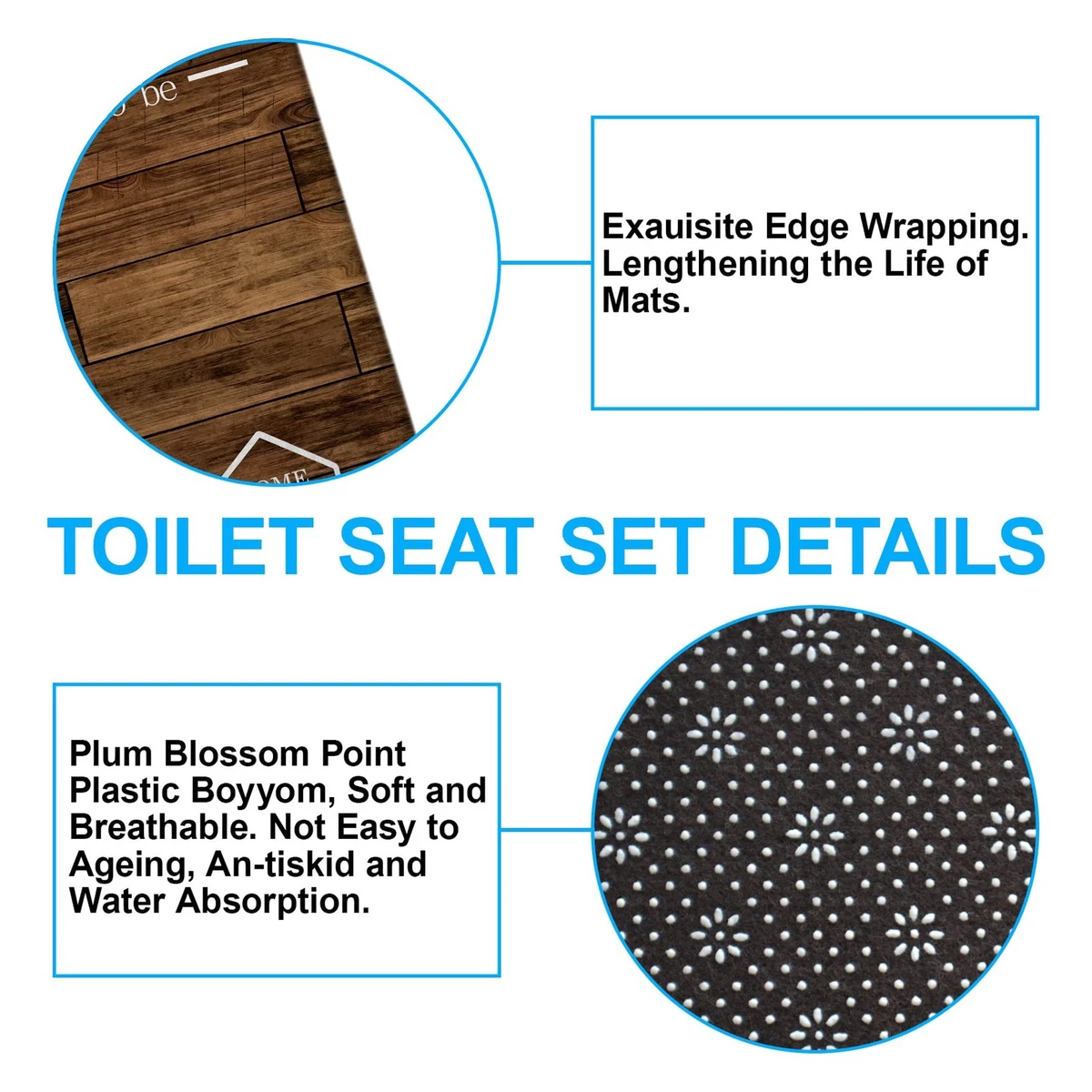 4Pcs Family Shower Curtain Sets with NonSlip Rugs, Toilet Lid Cover and Bath ...