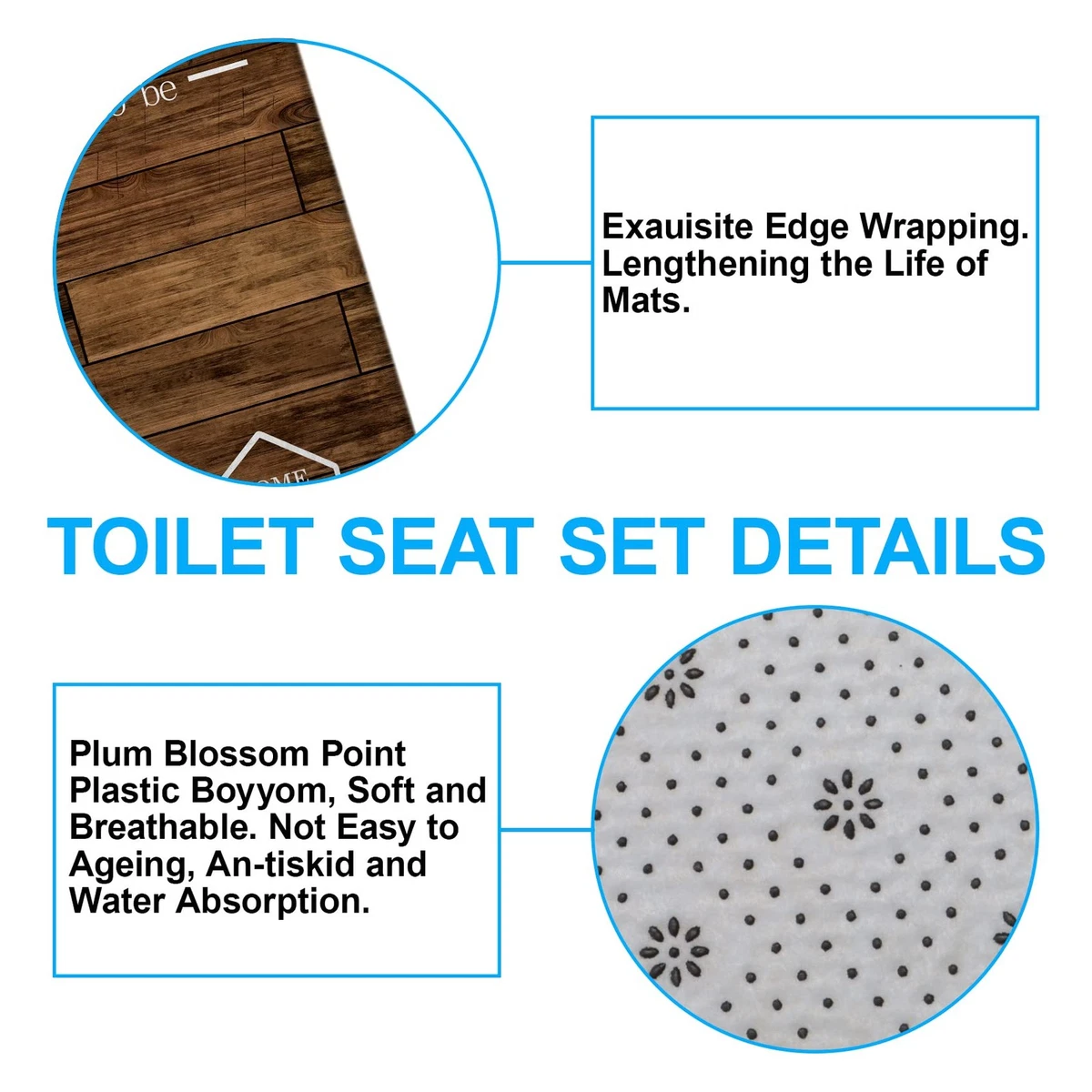 4Pcs Family Shower Curtain Sets with NonSlip Rugs, Toilet Lid Cover and Bath ...