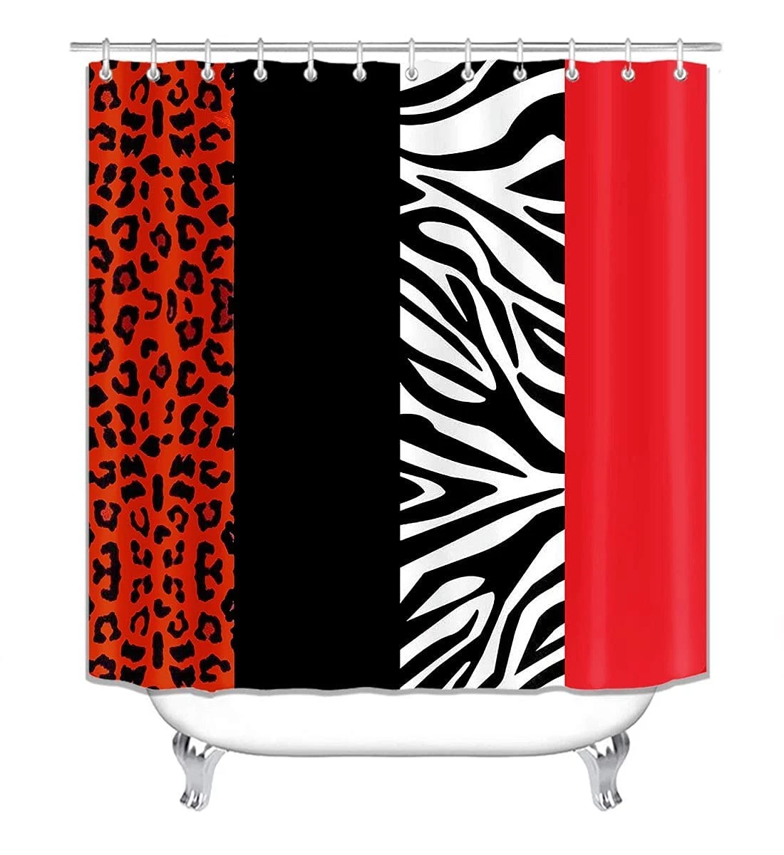 4PCS Leopard Print Shower Curtain Set with Rug, Toilet Lid Cover and Bath Mat...