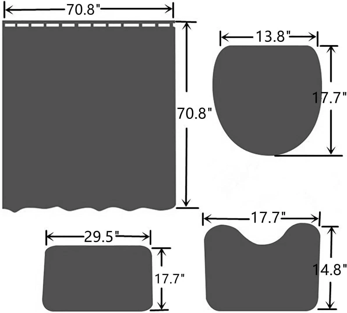 4PCS Modern Motivational Shower Curtain Sets W/ Non-Slip Rugs Toilet Lid Cover &