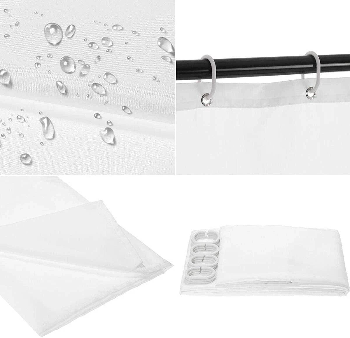 4PCS Modern Shower Curtain Sets with Non-Slip Rugs Toilet Lid Cover and Bath