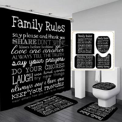 4PCS Modern Shower Curtain Sets with Non-Slip Rugs Toilet Lid Cover and Bath