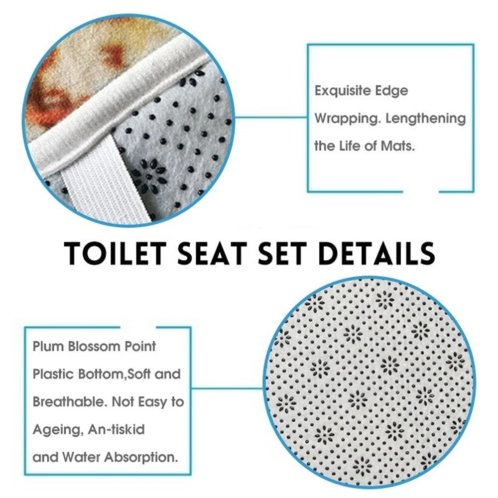 4Pcs/Set Sunflower Waterproof Shower Curtain Toilet Lid Cover Anti-Slip Bath Mat