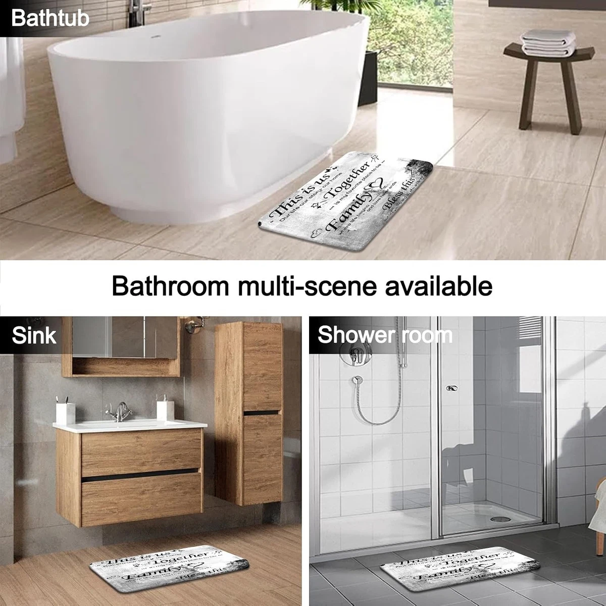 4Pcs Shower Curtain Set with Toilet Lid Cover and Non-Slip Rugs for Bathroom,...