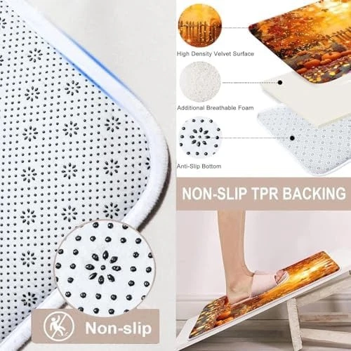4PCS Thanksgiving Shower Curtain Bathroom Sets with Rugs, Toilet Lid Cover an...
