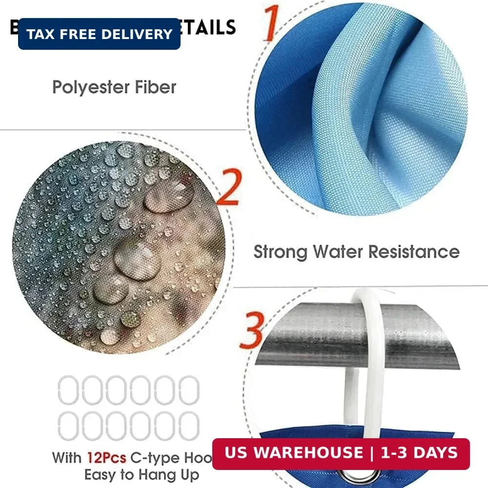 4PCS Thanksgiving Shower Curtain Bathroom Sets with Rugs, Toilet Lid Cover and B