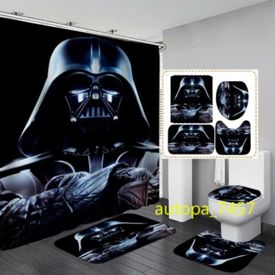 Bathroom Rugs 4pcs/Set Darth Vader Shower Curtain Non-Slip Pad Toilet Lid Cover