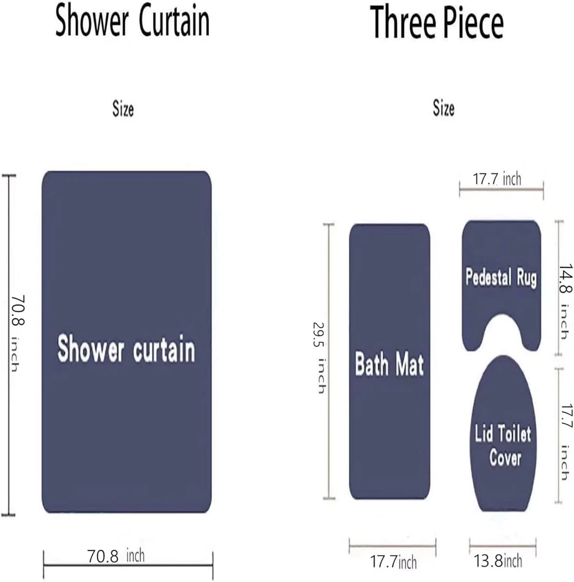 Black Geometric Shower Curtain Set 4 Pcs with Rugs Toilet Lid Cover