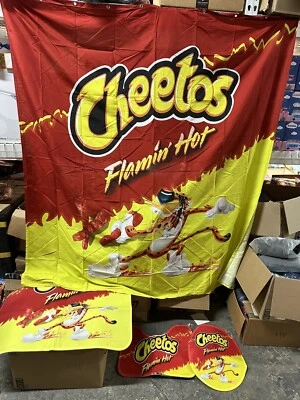 cheetos flamin hot Shower Curtain /4PCS Set/Non-Slip Rug+Bath Mat+Toilet Cover