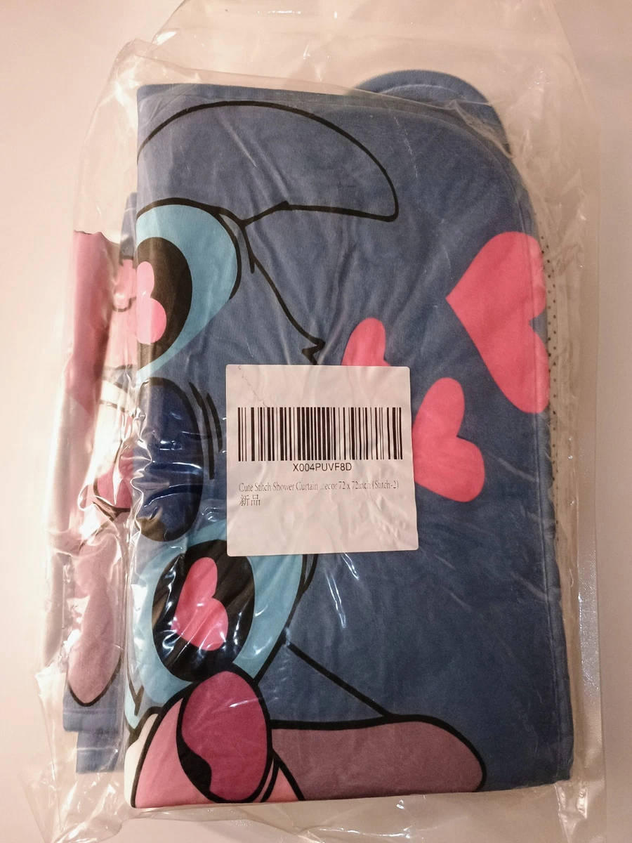 Cute Sitch Shower Curtain Set 4 Piece with Non-Slip Rugs, Toilet Lid Cover and B
