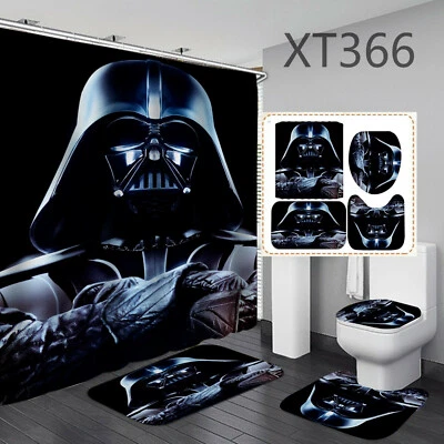 Darth Vader Bathroom Rugs 4pcs/Set Shower Curtain Non-Slip Toilet Lid Cover Pad