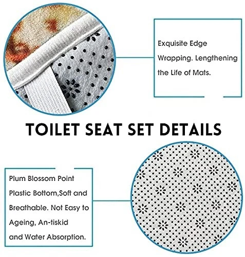 Jieprom 4PCS Lion Inspirational Shower Curtain Set w/ Rugs, Toilet Lid Cover