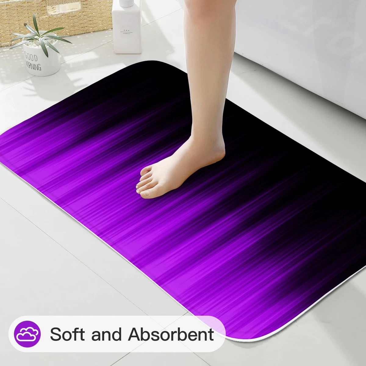 Litabel 4 Pcs Purple & Black Gradient Shower Curtain Set w/ Rugs & Toilet Cover