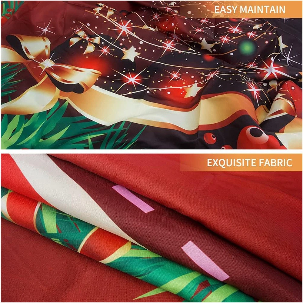 Merry Christmas 4PC Bathroom Set | Shower Curtain + Toilet Lid Cover + Bath Mat