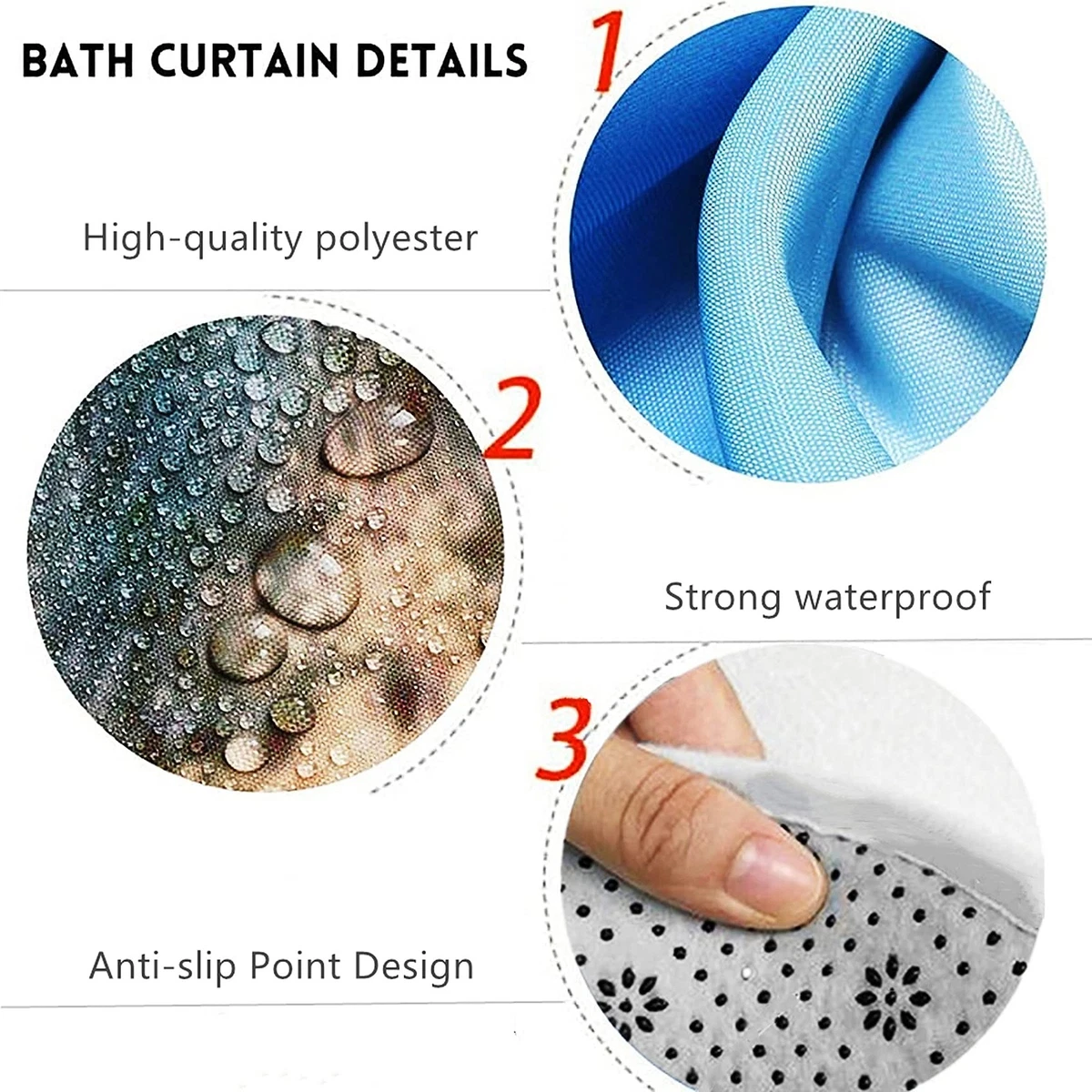 Nkzply 4 Pcs Purple Shower Curtain Set with Rugs Toilet Lid Cover Hooks