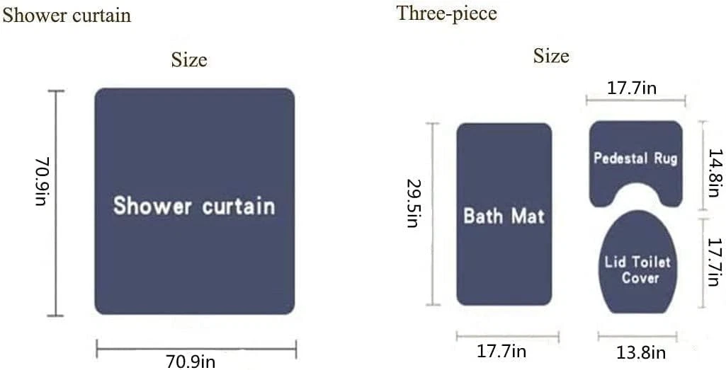 Teal Rose Leopard Shower Curtain with Rugs & Toilet Cover – 4PCS Set
