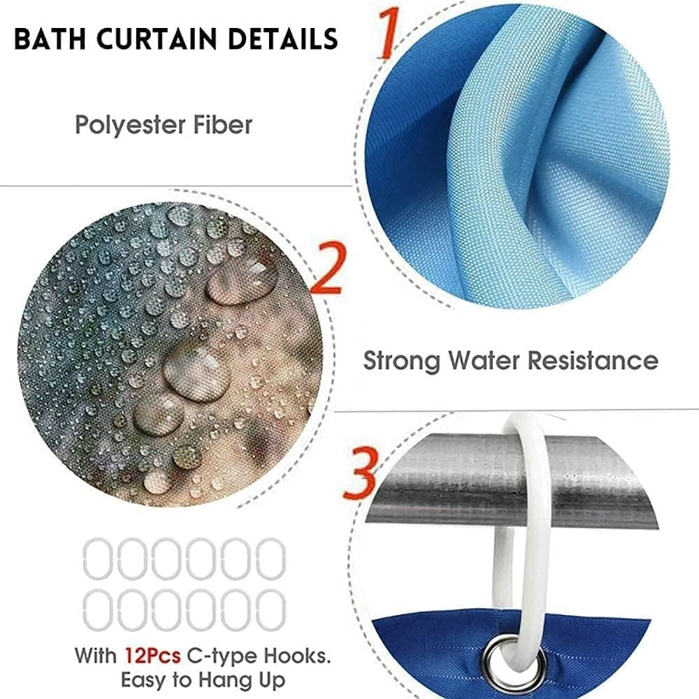 Teal Rose Leopard Shower Curtain with Rugs & Toilet Cover – 4PCS Set